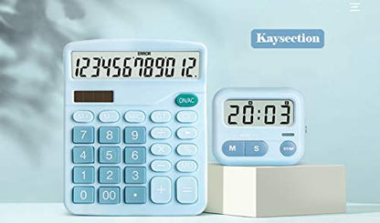 YOUHO Office Desk Calculator, 12-bit Solar Battery Dual Power Standard Function Electronic Calculator with Large LCD Display (1PACK，Blue) - color: 1PACK blue
