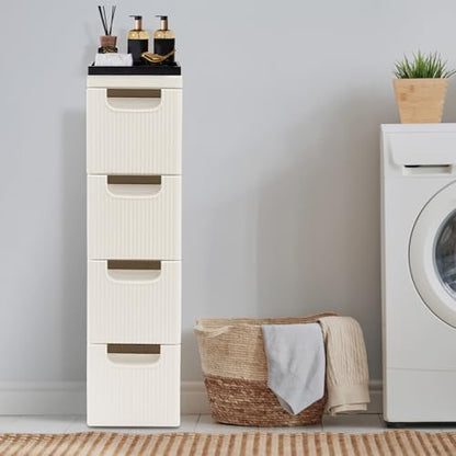 4 Drawers Narrow Storage Cabinet, 4 Tiers Slim Bathroom Storage Cabinet, 16.5" L X 7.5" W X 28.9" H Slim Rolling Cart for Living Room, Kitchen, Bathroom, Office - size: 4 Tiers