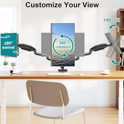 MOUNT PRO Triple Monitor Mount for 13-27 inch Screens, 3 Monitor Desk Mount, Height Adjustable Triple Display Stand, Full Motion Three Computer Arm Hold up to 17.6lbs Each, VESA 75x75, 100x100 - style: Max 27“ Gas Spring（parallel）