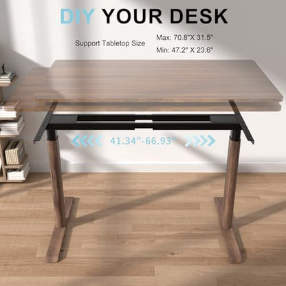 Dual Motor Standing Desk Frame,Sit Stand Desk Base Only,Walnut | Whisper-Quiet Dual Motors, 264 lb Capacity, Fits 47.2-70.8 in Tabletops, Stable Steel Frame with Oval Legs, 3 Memory Presets - color: Walnut
