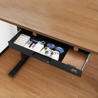 VEVOR Under Desk Drawer Slide Out, 22 inch Under Desk Mounted Pull-out Drawer Attachment, Hidden Under Counter Drawers for office Home Sit Stand Workstation, Black - size: 22inch