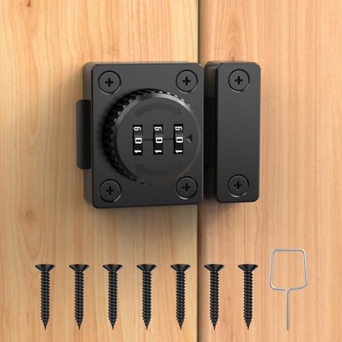 Combination Cabinet Latch, Keyless Drawer Lock, Easy to Install, Suitable for Kitchen Cabinet, Office Drawer, Wooden Furniture, One-Way Door, Etc (Black, 1 Pack) - color: Black, size: 1 Pack