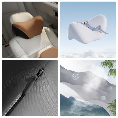 BEBAS Ergonomic Car Headrest Pillow, Memory Foam Neck Support, Brown - color: Brown