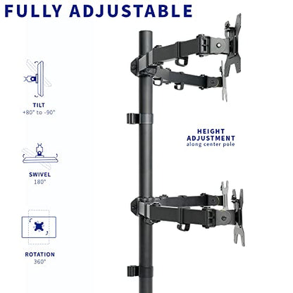 VIVO Quad 13 to 30 inch LCD Monitor Desk Mount | Adjustable 4 Screen Stand - size: Quad Mount
