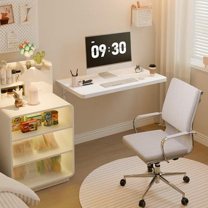 Dogsky Floating Wall Desk 24" x 14" - 100 lbs Heavy Duty Solid Pine - color: White, size: 24" x 14"