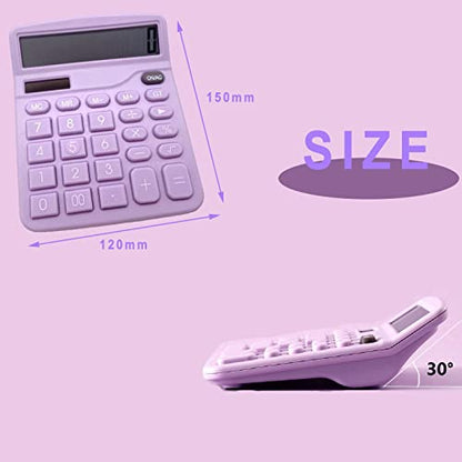 YOUHO Calculator, 12-bit Solar Battery Dual Power Standard Function Electronic Calculator with Large LCD Display Office Calculator Purple - color: Purple