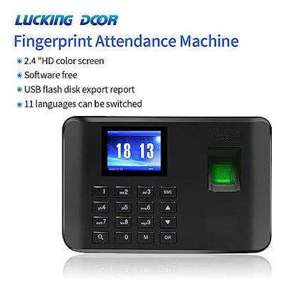 Time Clocks Fingerprint Time Attendance Biometric Attendance Machine ;Keypad Electric Recorder Data Time Clock in for Employees,
