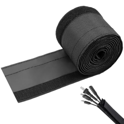 1/2" - 6.6Ft Hook and Loop Cable Sleeve, Wire Protector for Pets - size: 1/2" - 6.6Ft