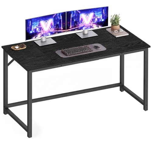 VASAGLE Computer Desk, Office Work Desk, 47.2 x 19.7 x 29.9 Inches | For Study, Bedroom, Home Office, Living Room, Ebony Black and Black ULWD212B101 - color: Ebony Black + Ink Black, size: 47.2 inch