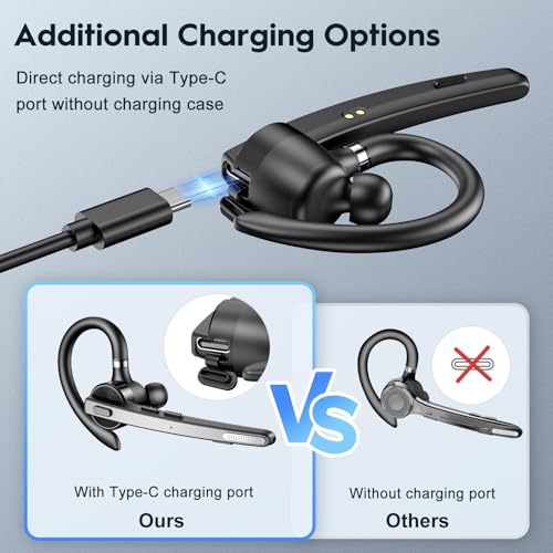 New Bee Bluetooth Headset, 72H Talktime Wireless Bluetooth Earpiece for Cellphone with 500mah Charging Case V5.1 Dual Mic Noise Cancelling Hands-Free Earphones for Office Driver | 500mah Charging Case V5.1 Dual Mic ENC Noise Cancelling Hands-Free Headset