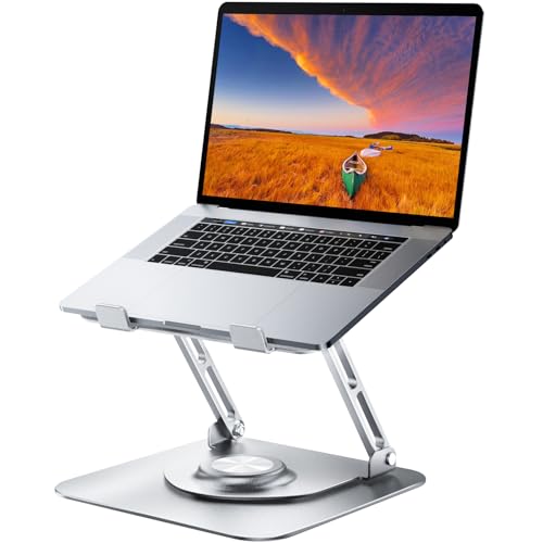 Laptop Stand for desk(360°Rotating),Aluminum laptop Riser for 10-16"Laptops | Adjustable Multi-Angle Ergonomic Laptop Stand, Foldable Portable for Home Office, Fits MacBook Air Pro Dell HP Laptops - color: Sliver