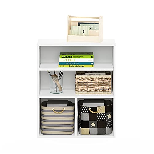Furinno Pasir 3 Tier Display Bookcase, White - color: White, size: 3-Tier Wide