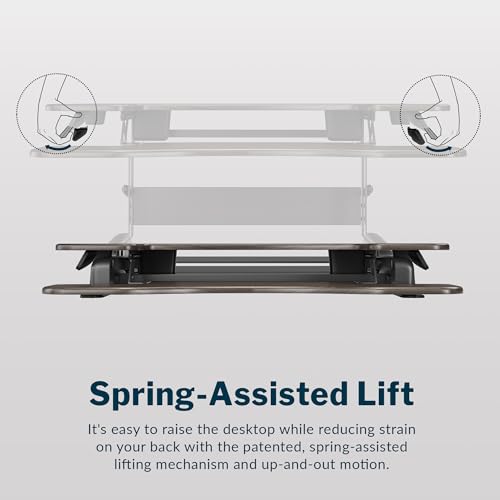 Vari Varidesk Pro Plus 36 Standing Desk Converter for Home Office – 11 Height Settings + Spring-Loader Lift, 2 Tier Design with Keyboard Tray, Fits Tables 26.5" Deep – Fully Assembled (Espresso) - color: Espresso