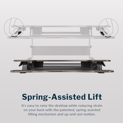 Vari Varidesk Pro Plus 36 Standing Desk Converter for Home Office – 11 Height Settings + Spring-Loader Lift, 2 Tier Design with Keyboard Tray, Fits Tables 26.5" Deep – Fully Assembled (Espresso) - color: Espresso