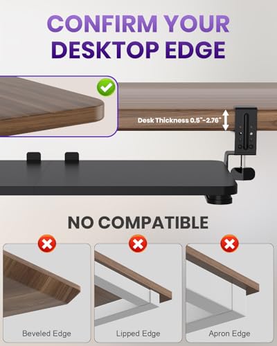 Ergonomic Keyboard Tray Under Desk, 25.6x11.8 Inch Board, Black - color: Black, size: Large