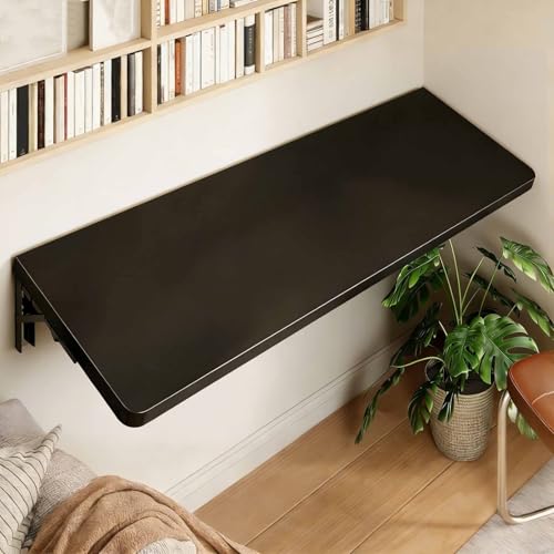 Fold Down Wall Mounted Foldable Desk, Drop Down Table with Metal Brackets, Collapsible Workbench for Laundry Room, Home Office, Kitchen, Bedroom, Home Bar(Black,80 * 30cm) - color: Black, size: 80*30cm