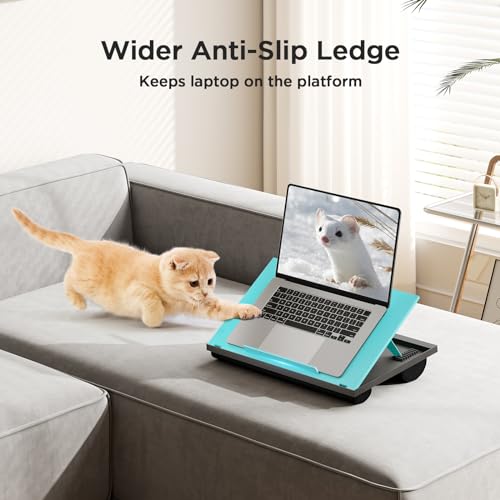 HUANUO Lap Desk with 8 Adjustable Angles – Up to 15.6" Laptop, Turquoise - color: Turquoise