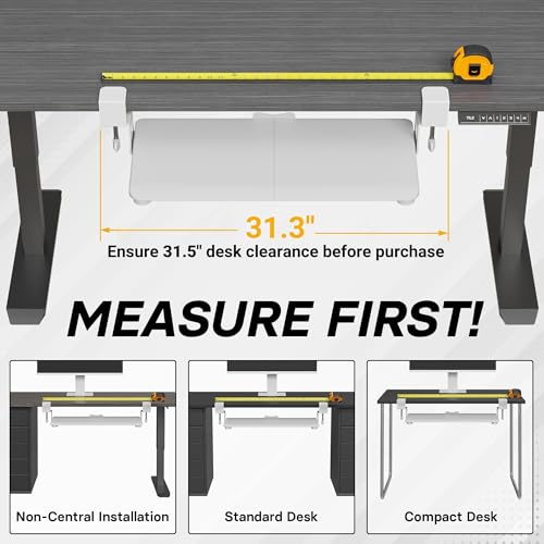 BONTEC Under Desk Keyboard Tray, Pull-Out Keyboard & Mouse Platform | C-Clamp Mount, Space-Saving Ergonomic Slide-Out Drawer, 31.3 in Including Clamps, 25.6 x 11.8 in Tray, White - color: White, size: 25.6" x 11.8"