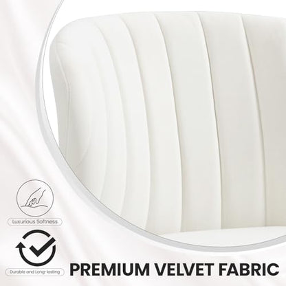Velvet Dining Chairs Set of 2, Modern Upholstered Vanity Chairs with Golden Metal Legs for Dining Room Kitchen Vanity Patio (White) - color: White-1