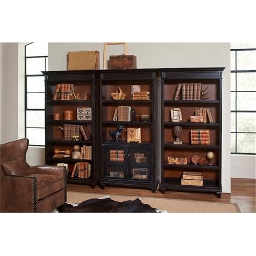 BOWERY HILL Set of 3 Credenza Office Desk & Bookcase with Doors & Filing Cabinet