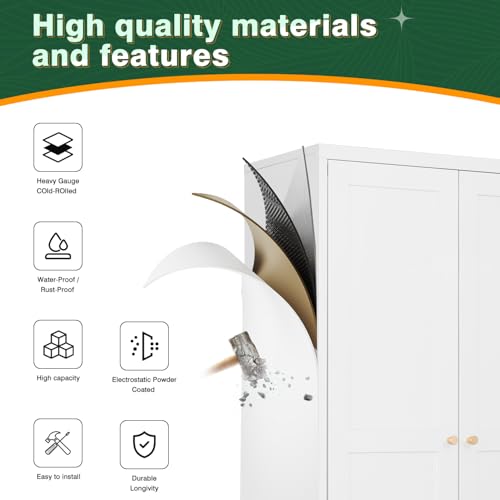 Letaya Metal Pantry Kitchen Storage Cabinet,61" H Adjustable Shelves,White - color: White, size: 14" D x 28" W x 61" H