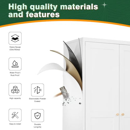 Letaya Metal Pantry Kitchen Storage Cabinet,61" H Adjustable Shelves,White - color: White, size: 14" D x 28" W x 61" H
