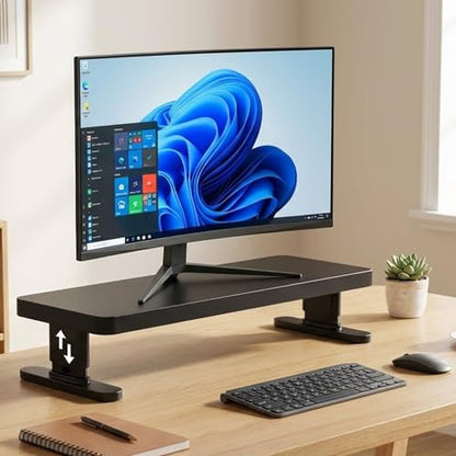 Adjustable Monitor Stand with 4 height options, Desk Shelf for Top of Desk Adjustable - color: Black