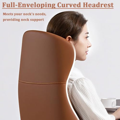 High-Back Office Executive Chair Ergonomic Office Chair with Footrest Adjustable Swivel with Lumbar Support Armrest for Home - color: White