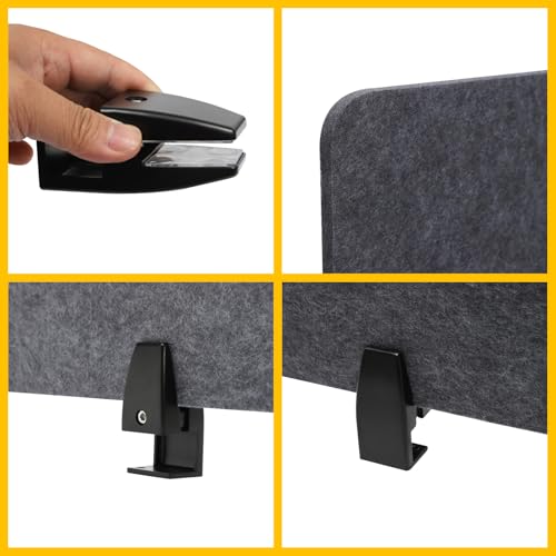 Desk Dividers, Clamp-On Mounted Acoustic Tabletop Privacy Screen - Reduce Noise & Visual Distraction, Polyester Fiber Office Cubicle Public Place Partition, 2x47.25" & 4x23.6" Panels, Anthracite Grey - color: Anthracite Grey, size: 2x47.25"+4x23.6"