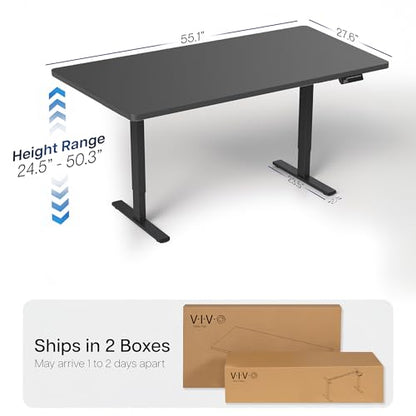 VIVO Black 55 x 28 in Standing Desk, DESK-KIT-2B55B - color: Black Top / Black Frame, size: 55 x 28
