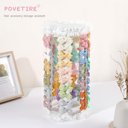 POVETIRE Bow Holder for Girls Hair Bows Hair Bow Organizer Pink Wood - color: White E