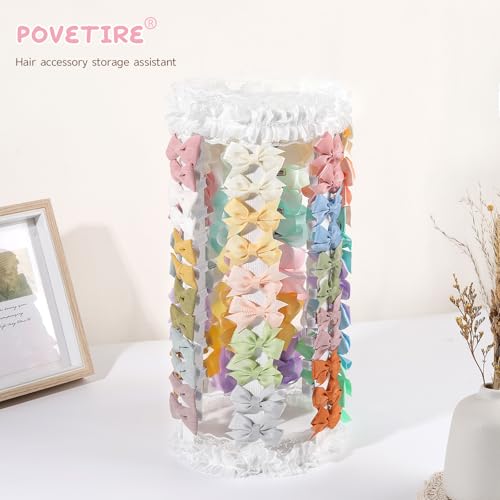 POVETIRE Bow Holder for Girls Hair Bows Hair Bow Organizer Pink Wood - color: White E