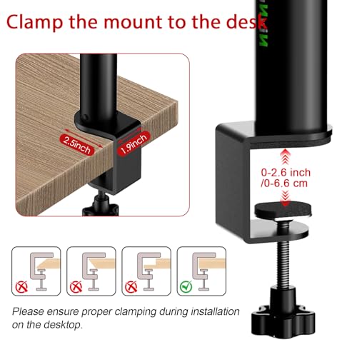 Studio Monitor Stands Tilt Clamp Desk Speaker Stand 10.4"-15.4" | Set of 2, 12° Tilt, Height Adjustable, Clamp-on Desktop, Desk Mount Speaker Riser, Home Audio - size: 12°Tilt Setting