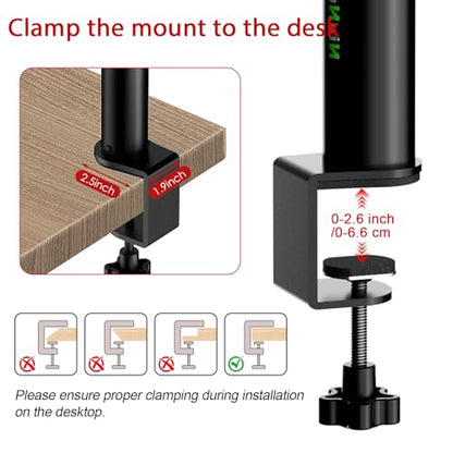 Studio Monitor Stands Tilt Clamp Desk Speaker Stand 10.4"-15.4" | Set of 2, 12° Tilt, Height Adjustable, Clamp-on Desktop, Desk Mount Speaker Riser, Home Audio - size: 12°Tilt Setting