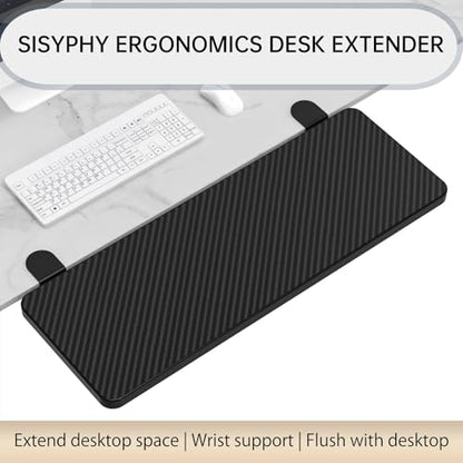 Sisyphy Ergonomics Desk Extender Tray, 29.5x9.5" Punch-Free Clamp on, Foldable Keyboard Drawer Tray, Table Mount Arm Wrist Rest Shelf, Computer Elbow Arm Support - color: Carbon, size: 29.5*9.5"(75*24cm)
