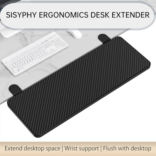 Sisyphy Ergonomics Desk Extender Tray, 29.5x9.5" Punch-Free Clamp on, Foldable Keyboard Drawer Tray, Table Mount Arm Wrist Rest Shelf, Computer Elbow Arm Support - color: Carbon, size: 29.5*9.5"(75*24cm)