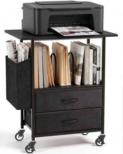 Faesun 22IN Mobile Filing Cabinet, Rolling File Cabinet with Fabric Drawers - color: Black