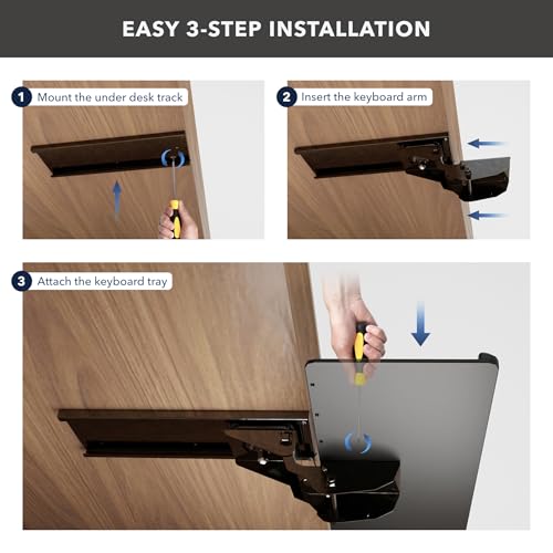 Mount-It! Under Desk Keyboard Tray, Adjustable Slide-Out Keyboard & Mouse Platform, 26.38" W × 10" D, Ergonomic Wrist Rest, Height Tilt & Swivel, Heavy-Duty Bolt-On Keyboard Drawer for Home Office