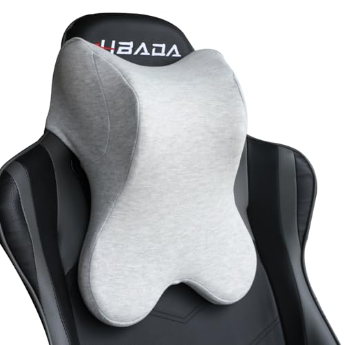 Car Neck Pillow for Driving Gaming Chair Headrest Pillow Office Chair Neck Pillow Ergonomic Design Double Straps Design Suitable for Different Heights - color: Light Grey