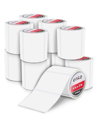 enKo 4 x 3 in 12 Rolls | 6000 Direct Thermal Address and Shipping Labels - size: 12 Rolls - 6,000 Labels