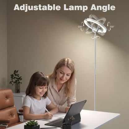 SIBRILLE 30W LED Floor Lamp for Living Room, 350° Rotating Reading Standing Lamp with Remote Control, Stepless Dimmable 3000K-6500K Modern Tall Lamp for Bedroom Office - color: Silver