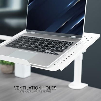 VIVO Single Laptop Notebook Desk Mount Stand, Fully Adjustable Extension with C-clamp, Fits up to 17 inch Laptops, White, STAND-V001LW