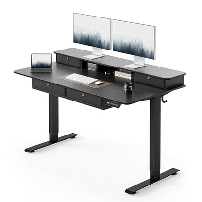 FEZIBO 48 x 24 inch Standing Electric Desk with Drawers, Black - color: Black, size: 48 inch without Keyboard Tray