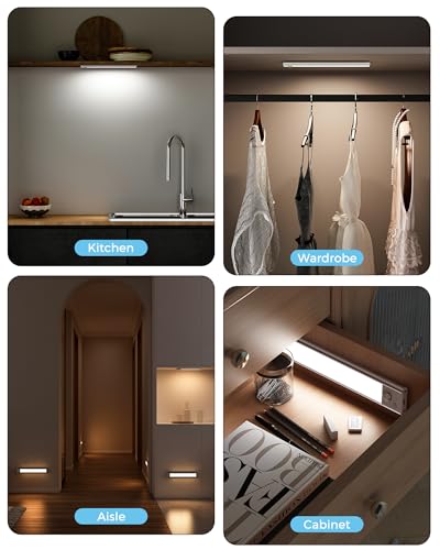 ASOKO Under Cabinet Lights 2500mAh White,3Pack-12inch - color: Silver-White Light, size: 3 Pack-12inch