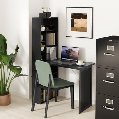 HOMCOM Foldable Convertible Writing Table Computer Desk, Black - color: Black
