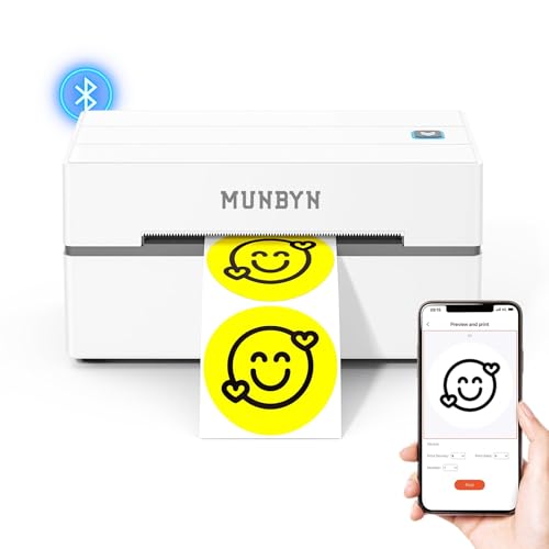 MUNBYN Bluetooth Thermal Label Printer, Wireless 4x6 Shipping Label Printer - color: White