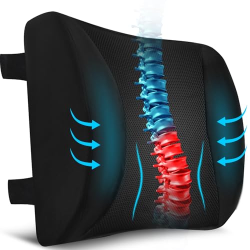 Niceeday Lumbar Support Pillow for Office Chair Car, Gaming Chair Lower Back Pain Relief Memory Foam Cushion with 3D Mesh Cover Ergonomic Orthopedic Back Rest Lower Back Support - size: Lower Back-13'*13'*5'