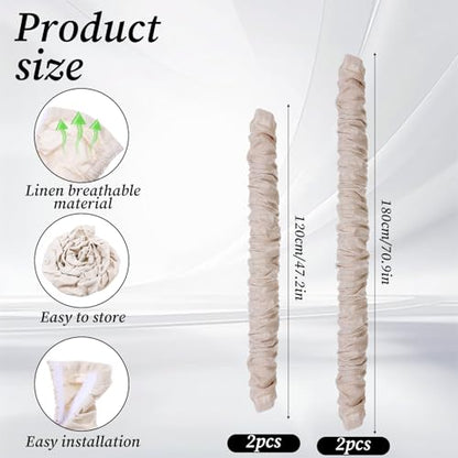 4 Pcs Fabric Cord Cover, 6 Feet and 4 Feet Beige Chandelier Chain Cover Fabric Lighting Cable Sleeve for Chandelier Lighting Wires, Cable Management - Easy to Install