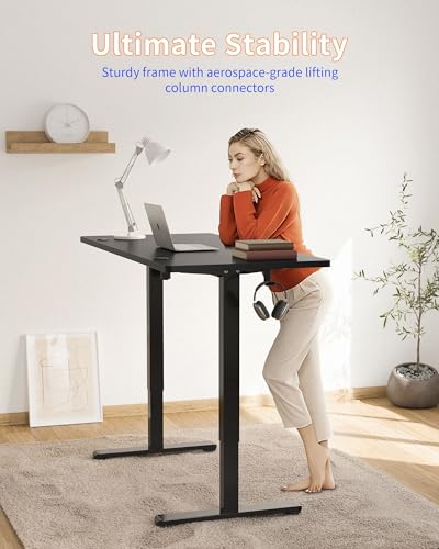 YIHAYO Electric Standing Desk, 48 x 24 Inches Stand Up Desk with Splice Board, Adjustable Height Desk, Computer Desk for Home Office, Black Frame/Black Top - color: Black Frame/Black Top, size: 48*24 Inch