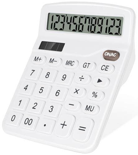 Desktop Calculator, White Calculator Big Buttons, 12-Digits - color: White